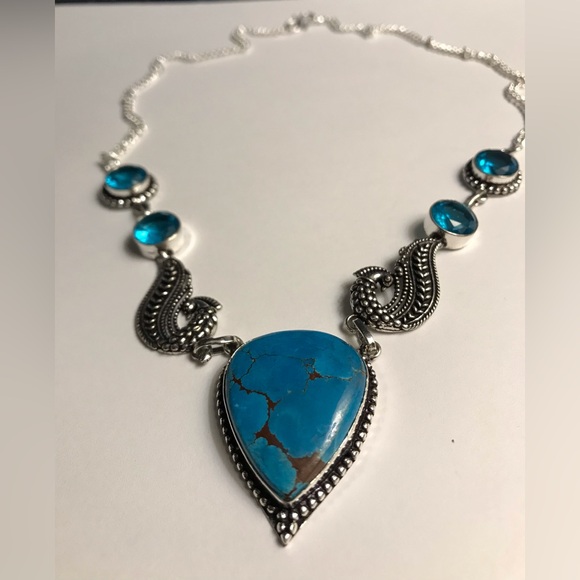 Stampd Jewelry - Turquoise Blue Topaz 925 Sterling Silver Necklace